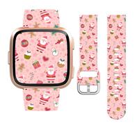 Vozehui Noël Bande de montre Compatible avec Fitbitt Sense1 /Sense 2/Versa 3 4 Bracelets,20mm Thème de Noël réglable élastique Sport Bracelet pour Fitbitt Sense 1/Sense 2/Versa 3 4