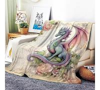 VOZMIO Le Dragon Mignon Couverture Douce Chaude en Flanelle De Haute Qualité Adaptée à Lacouverture De Climatisation Couverture Bébé Plaids en Flanelle (A,60x80in(150x200cm))