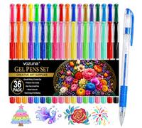 Vozuna 36 Stylos Gel Pailleté Pointe Fine, Métallique Pastel Fluo Paillette