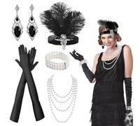VPB Accessoire Année 20 Femme,Grâce Accessoires Gatsby Costume Set,Accessoires Charleston Année 20 pour La Mascarade Halloween Noël