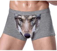 VPbao Boxer Homme Imprimé Élastique Caleçon Confortable 64-73cm Loup-Gris