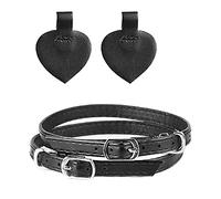 VPbao Femme Sangle de Chaussure Amovible pour Escarpin Lacet de Cheville Talons Hauts Bride Mode 2Pcs Noir #B PU