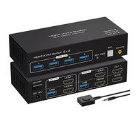 VPFET HDMI KVM Switch 2 PC 2 Monitore 4K60Hz KVM Switches Dual Monitore mit 4 USB Ports Unterstützung Kopieren und Erweiterte Anzeige und Desktop Steuerung Inklusive 2 USB3.0 Kabel