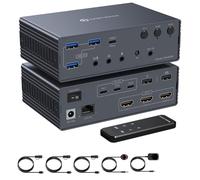 VPFET USB C HDMI KVM Switch 3 PC 3 Monitor 4K60Hz Docking Station avec DisplayLink pour Commutateur KVM 3 Moniteurs 3 Ordinateurs Portables Prise en Charge du Mode Étendu/Miroir pour Mac et Windows