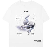 VPJGFL douchi Men's 2022 Spring Summer National Trend Creative Street Anime Moon Rabbit Print Loose Men's Short Sleeve T-Shirt(X-Large)