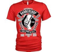 VPJGFL Down Town Barber Shop Unisex Mens T-Shirt Red(Large)