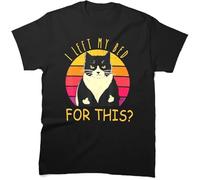 VPJGFL Funny Vintage Black I Left My Bed for This T-T-Shirts à Manches Courtes for Holiday Father's Mother's Day T-T-Shirts à Manches Courtes(Large)
