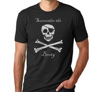 VPJGFL Gown Surrender The Booty Funny Pirate T-T-Shirts à Manches Courtes Black(XX-Large)