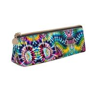 VPPUR Exotic Tribe Petite trousse à crayons triangulaire avec porte-stylo à fermeture éclair pour outils d'écriture Motif tie-dye, blanc, One Size