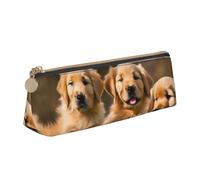 VPPUR Golden retriever Petite trousse à crayons triangulaire avec porte-stylo à fermeture éclair pour outils d'écriture Motif chiens chiots animaux domestiques, blanc, One Size