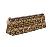 VPPUR Golden Retrievers Petite trousse à crayons triangulaire avec porte-stylo à fermeture éclair pour outils d'écriture, blanc, One Size