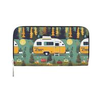 VPPUR Happy Bus Portefeuille à main imprimé camping-car pour femme Portefeuille pour femme Pochette pour voyage décontracté tendance, noir, taille unique, art, Noir, One Size, Art