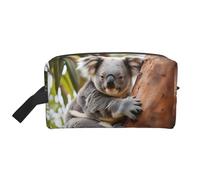 VPPUR Hugging Tree Koala Sac de rangement à fermeture éclair de grande capacité pour produits de toilette et maquillage, blanc, One Size