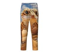VPPUR Pantalon de pyjama doux imprimé léopard sable gecko pour femme et homme, Noir/blanc, L