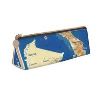 VPPUR Petite trousse à crayons triangulaire avec fermeture éclair pour outils d'écriture Motif carte de la Grèce, blanc, One Size