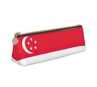 VPPUR Petite trousse à crayons triangulaire avec fermeture éclair pour outils d'écriture Motif drapeau de Singapour, blanc, One Size