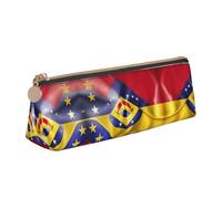 VPPUR Petite trousse à crayons triangulaire avec fermeture éclair pour outils d'écriture Motif drapeau du Venezuela, blanc, One Size