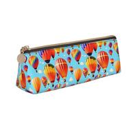 VPPUR Petite trousse à crayons triangulaire avec fermeture éclair pour outils d'écriture Motif montgolfières, blanc, One Size