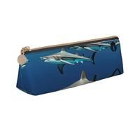 VPPUR Petite trousse à crayons triangulaire avec porte-stylo à fermeture éclair pour outils d'écriture Motif requins marteaux, blanc, One Size