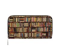 VPPUR Portefeuille à la main pour femme avec impression d'étagère soignée pour voyage, décontracté et tendance, noir, One Size, Art