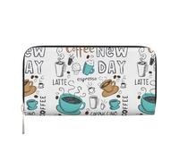 VPPUR Portefeuille à la main pour femme avec imprimé café délicieux pour voyage, décontracté, tendance, noir, taille unique, art, Noir/blanc, One Size, Art