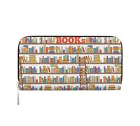 VPPUR Portefeuille amusant pour femme avec étagères à livres et échelle imprimée, portefeuille fait main pour femme, portefeuille pour voyage, décontracté, tendance, noir, taille unique, art, Noir,