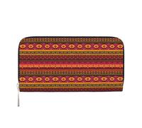 VPPUR Portefeuille mexicain pour femme avec imprimé bohème - Style folk - Style bohème - Pour voyage décontracté et tendance, noir, One Size, Art