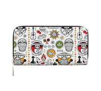 VPPUR Portefeuille mexicain pour femme avec symboles de la salsa imprimés, pour voyage, décontracté, tendance, noir, One Size, Art