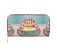 VPPUR Portefeuille pour femme avec imprimé « Happy Birthday Big Cake » - Portefeuille pour femme - Pour voyage décontracté et tendance - Noir - Taille unique - Art, Noir/blanc, One Size, Art