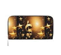 VPPUR Portefeuille pour femme avec note de musique dorée avec imprimé étoile brillante tombé, noir, One Size, Art