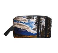 VPPUR Rocky Mountain Range Sac de rangement à fermeture éclair Grande capacité Organiseur de voyage pour produits de toilette et maquillage, blanc, One Size