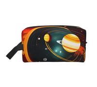 VPPUR Sac de rangement à fermeture éclair de grande capacité avec système solaire Jupiter Saturne pour produits de toilette et maquillage, blanc, One Size