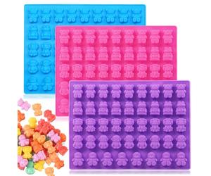 Vpqnee Lot de 3 moules en silicone en forme d'animal de taille moyenne comprenant ours, grenouille, lion, singe, pingouin et deux compte-gouttes, qui peuvent être utilisés pour faire des gommes, du