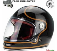 Viper F656 Full Face Motorcycle Motorbike Helmet ECE 22.06 Approved Vintage Motorbike Helmets for Adult Men and Women Touring Urban Bike Safety Wear Full Face Helmet (Black/Copper,XL)