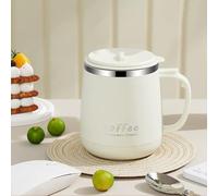 VPRO Tasse à café 350ml - Tasse à double paroi en acier inoxydable avec isolation sous vide pour café et thé avec poignée antidérapante et couvercle coulissant et grand volume (Blanc)