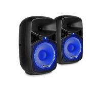 Vonyx Set d'enceintes VPS082A 400W 8" Bluetooth USB/SD Télécommande Microphone filaire Lumière disco