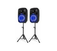 Vonyx Enceinte sono portable VPS102A 600 W Bluetooth LEDs rythmées Microphone Pieds Télécommande