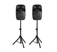 VPS122A Kit sono DJ avec pieds - 800 Watts, haut-parleurs avec LEDs, égaliseur 5 bandes, télécommande incluse