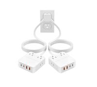 VPSUN - Câble d'extension divisé de 3,8 m - 1,8 m de chaque côté, câble d'extension double à fiche plate individuelle avec 4 sorties CA, 2 USB-A et 2 bandes d'alimentation USB-C double pour table de