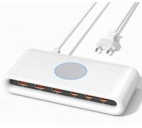 VPSUN Chargeur USB C 100 W pour plusieurs appareils, station de charge 6 ports 65 W USB-C Chargeur rapide pour MacBook/iPhone/iPad/Samsung/Pixel/LG (blanc, 100 W)