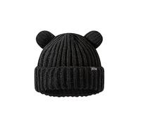 VPTMRP Bonnet en tricot avec oreilles d'ours - Bonnet chaud et souple au crochet, noir, M/L