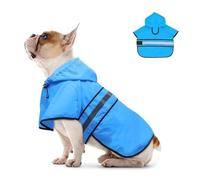 VPVCKMVTVZ Manteau imperméable à Capuche for Chien, Haute visibilité, Coupe-Vent, Veste de Pluie for Animaux de Compagnie, Bande réfléchissante, Cape de Protection for Chien(Blue,M Length 43cm)