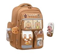 VPVMUKLRDK Capybara Sac à Dos en Dessin Animé, Bandoulière Réglable, Capybara Sac à Dos en Dessin Animé avec Trousse à Crayons (E,Large)