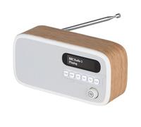 VQ Dexter Radio Bluetooth Dab/Dab+ avec Finition en Bois Premium - Radio Réveil Numérique avec Réglage Double Alarme, FM, Antenne, 4,5 Heures D’autonomie Grâce à la Batterie Intégrée et 60 Préréglées