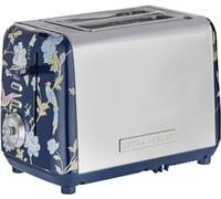 VQ Laura Ashley Grille-Pain 2-Tranches Vintage Inox Elveden Navy | Chauffage réglable, décongélation en acier inoxydable, grille-pain avec croissant, étagère chauffante