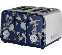 VQ Laura Ashley Grille Pain 4 Tranches avec Modes de Chauffage, Décongélation et Réchauffage Réglables. Inox Grille Pain Vintage avec un Support de Réchauffage Pour Croissants - Elveden Marine