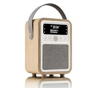 VQ Monty Radio DAB Plus/DAB avec Bluetooth, FM et Radio Réveil Fonction - Alimentée par Secteur et Batterie Radio Portable avec Antenne, Prise Casque et Port de Charge USB - Chêne