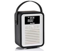 VQ Retro Mini Radio DAB Plus/DAB avec Bluetooth, FM et Radio Réveil Fonction - Alimentée par Secteur et Batterie Radio Portable avec Antenne, Prise Casque et Port de Charge USB - Noir