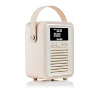 VQ Retro Mini Radio DAB Plus/DAB avec Bluetooth, FM et Radio Réveil Fonction - Alimentée par Secteur et Batterie Radio Portable avec Antenne, Prise Casque et Port de Charge USB - Crème