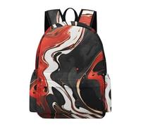 Vqqkasmn Sac à dos de voyage pour ordinateur portable, sac à dos noir et rouge imprimé marbré pour femmes, adolescents, filles, garçons, sac à dos léger résistant à l'eau